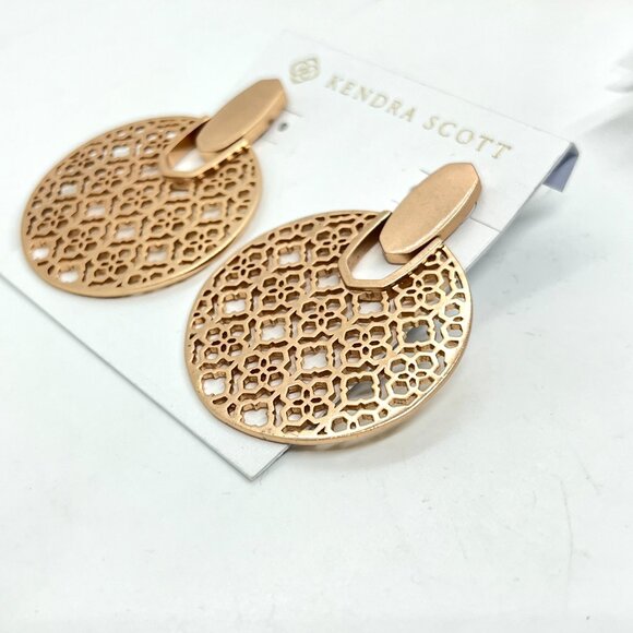 KENDRA SCOTT DIDI ROSE GOLD FILIGREE STATEMENT ROUND DROP EARRINGS NWT NORDSTROM - Picture 5 of 12
